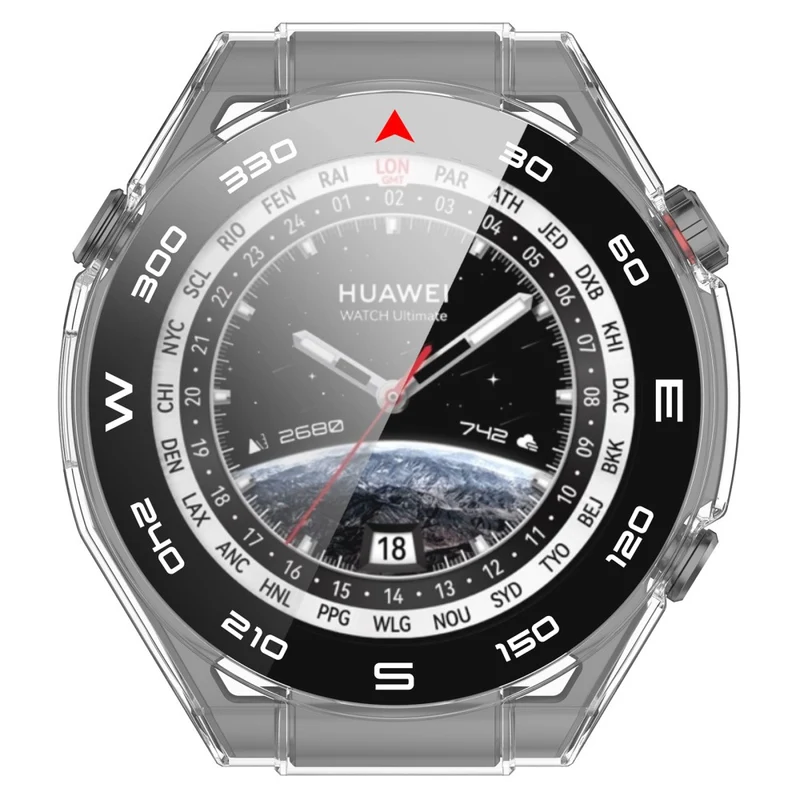 Mega Modisch Huawei Watch Ultimate Hülle mit Displayschutz in Plastik und Gehärtetes Glas
