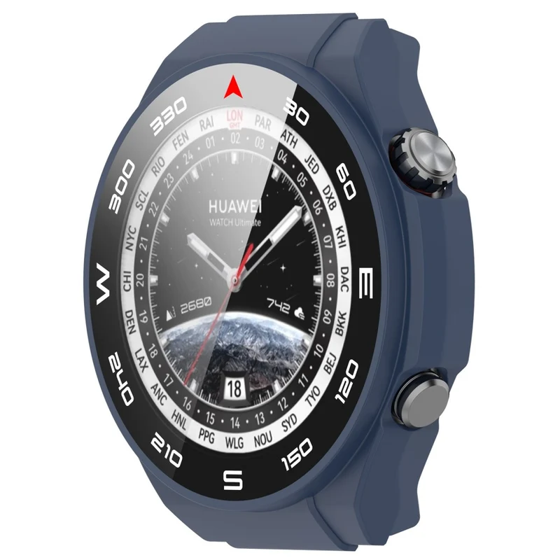 Mega Modisch Huawei Watch Ultimate Hülle mit Displayschutz in Plastik und Gehärtetes Glas