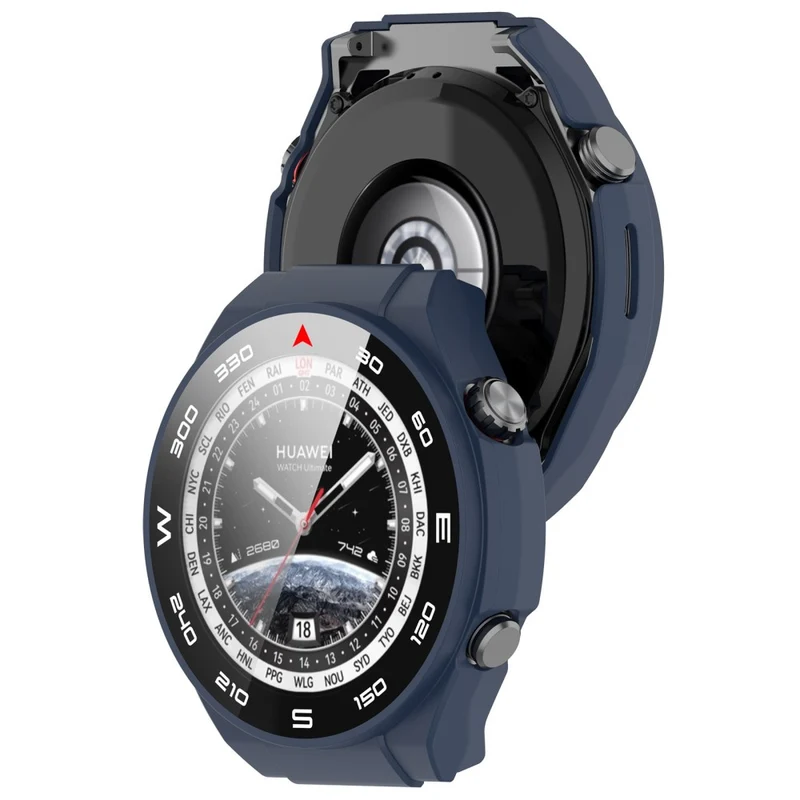 Mega Modisch Huawei Watch Ultimate Hülle mit Displayschutz in Plastik und Gehärtetes Glas