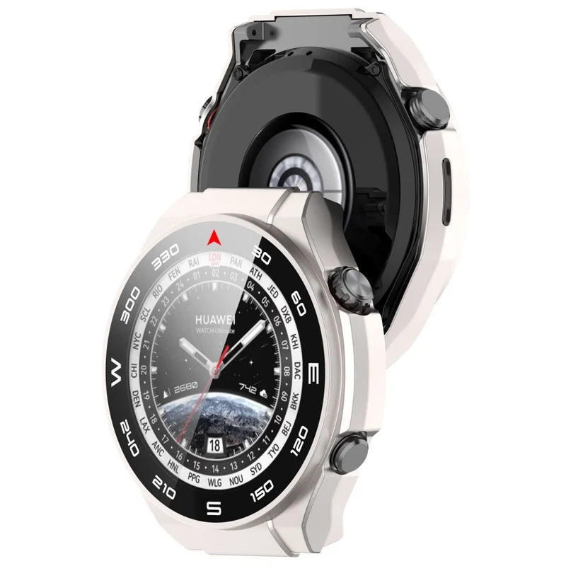 Mega Modisch Huawei Watch Ultimate Hülle mit Displayschutz in Plastik und Gehärtetes Glas