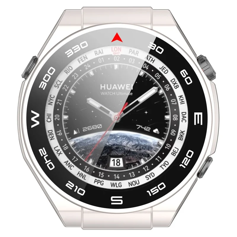 Mega Modisch Huawei Watch Ultimate Hülle mit Displayschutz in Plastik und Gehärtetes Glas