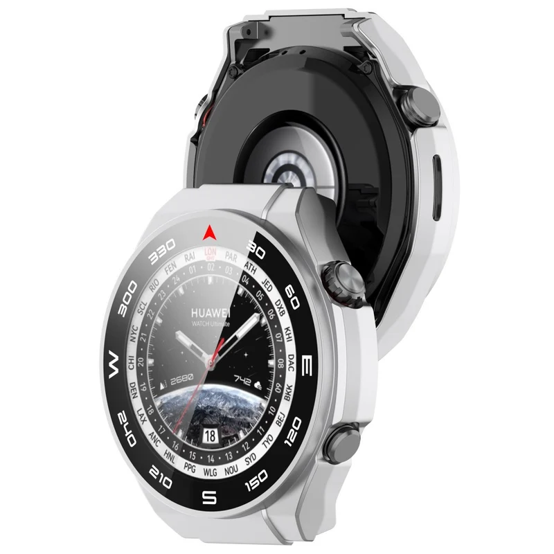Mega Modisch Huawei Watch Ultimate Hülle mit Displayschutz in Plastik und Gehärtetes Glas