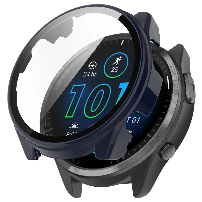Mega Modisch Garmin Forerunner 965 Hülle mit Displayschutz in Plastik und Gehärtetes Glas