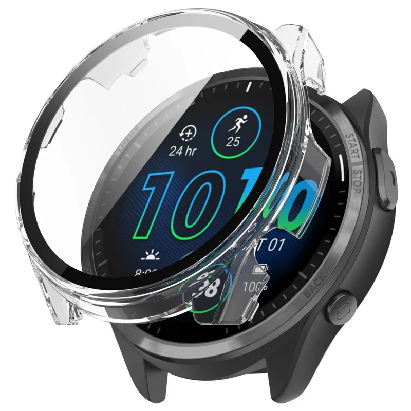 Mega Modisch Garmin Forerunner 965 Hülle mit Displayschutz in Plastik und Gehärtetes Glas