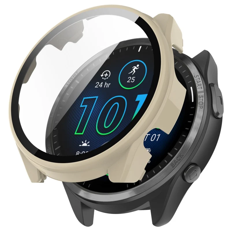 Mega Modisch Garmin Forerunner 965 Hülle mit Displayschutz in Plastik und Gehärtetes Glas