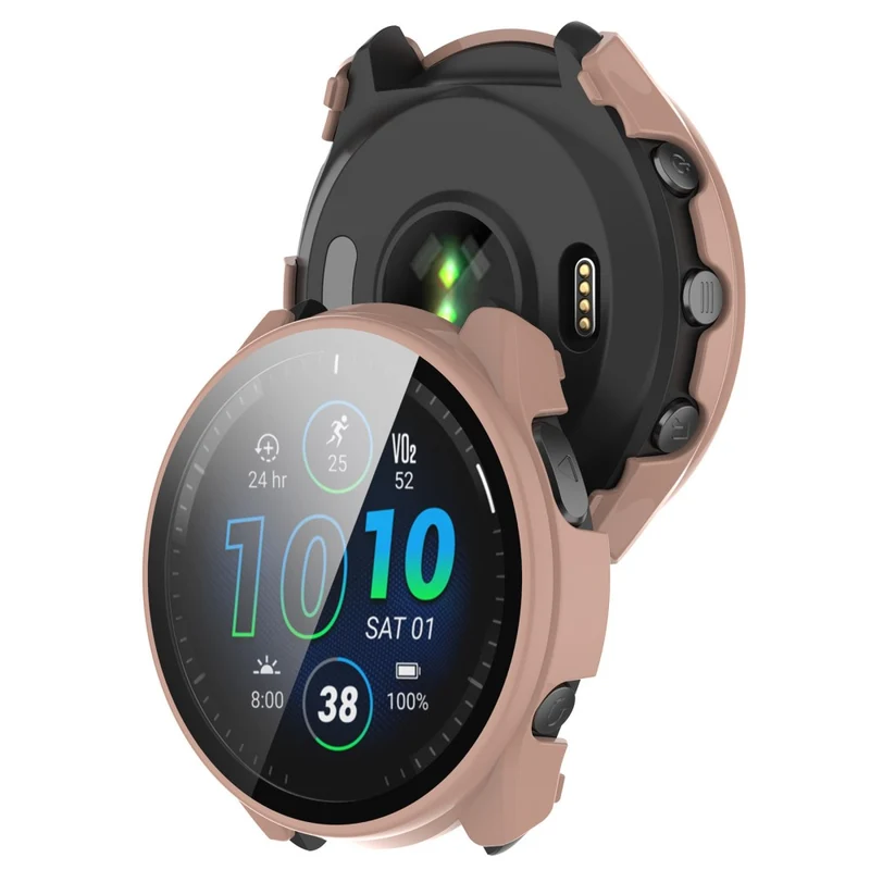Mega Modisch Garmin Forerunner 965 Hülle mit Displayschutz in Plastik und Gehärtetes Glas