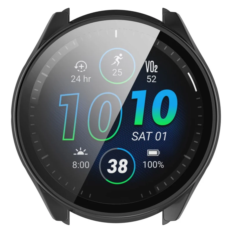 Mega Modisch Garmin Forerunner 965 Hülle mit Displayschutz in Plastik und Gehärtetes Glas