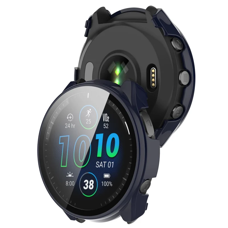 Mega Modisch Garmin Forerunner 965 Hülle mit Displayschutz in Plastik und Gehärtetes Glas
