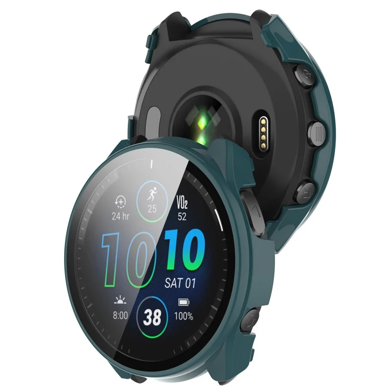 Mega Modisch Garmin Forerunner 965 Hülle mit Displayschutz in Plastik und Gehärtetes Glas