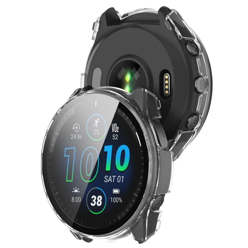 Mega Modisch Garmin Forerunner 965 Hülle mit Displayschutz in Plastik und Gehärtetes Glas
