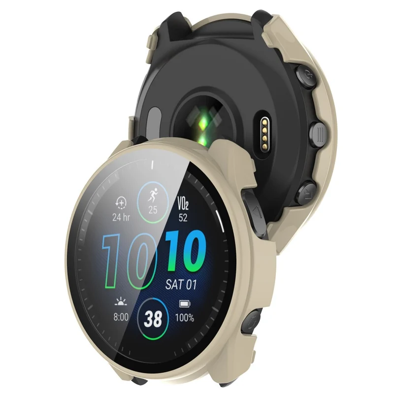 Mega Modisch Garmin Forerunner 965 Hülle mit Displayschutz in Plastik und Gehärtetes Glas