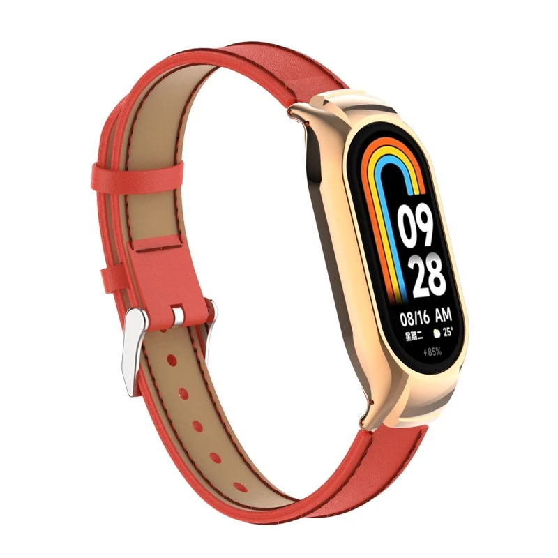 Großartig Xiaomi Smart Band 8 Metall und Kunstleder Hülle