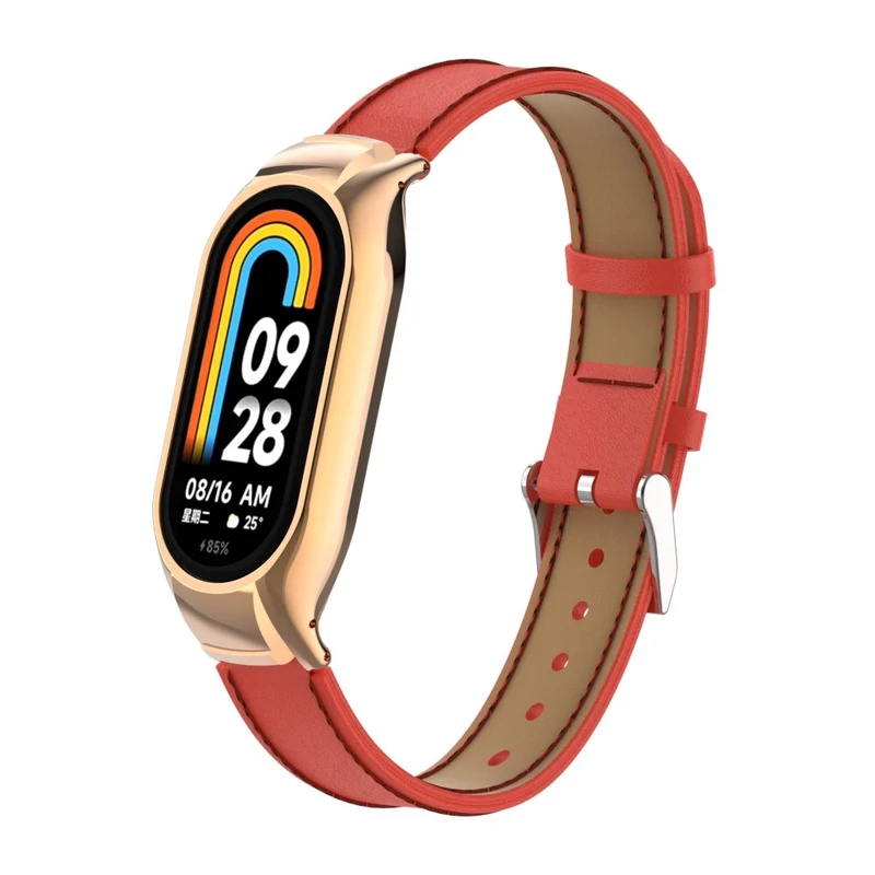 Großartig Xiaomi Smart Band 8 Metall und Kunstleder Hülle