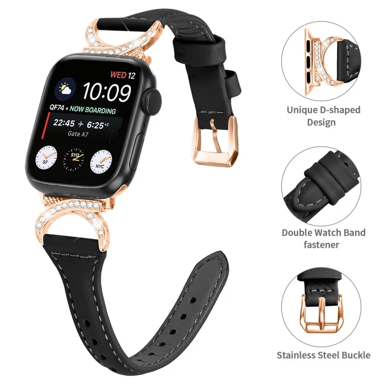 Apple Smartwatch Echtes Leder Und Strass Universell Armband