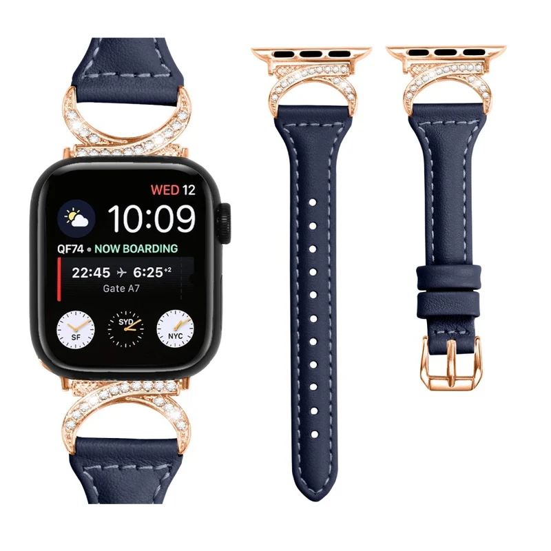 Apple Smartwatch Echtes Leder Und Strass Universell Armband
