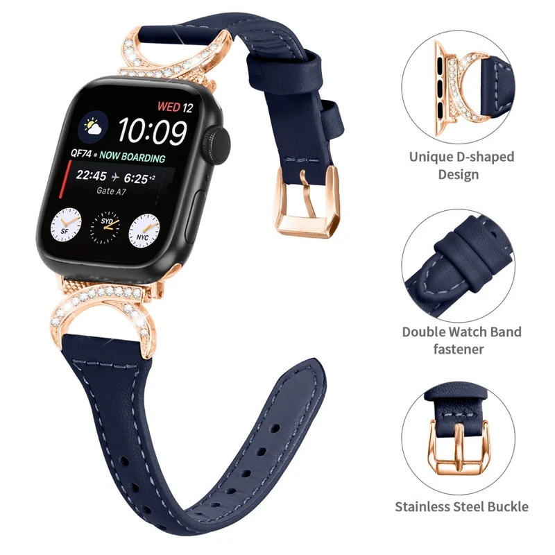 Apple Smartwatch Echtes Leder Und Strass Universell Armband