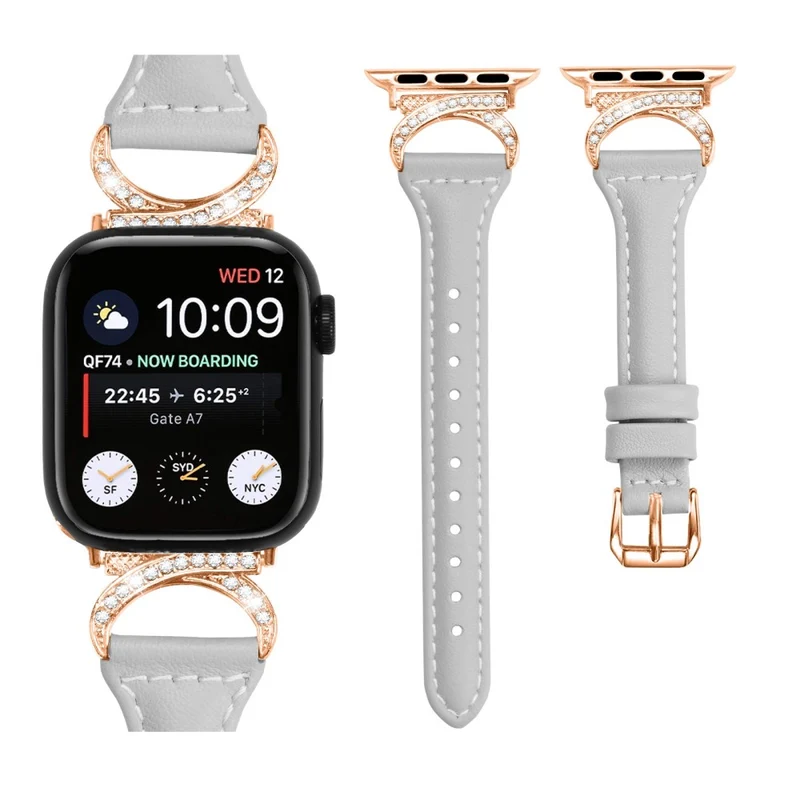Apple Smartwatch Echtes Leder Und Strass Universell Armband