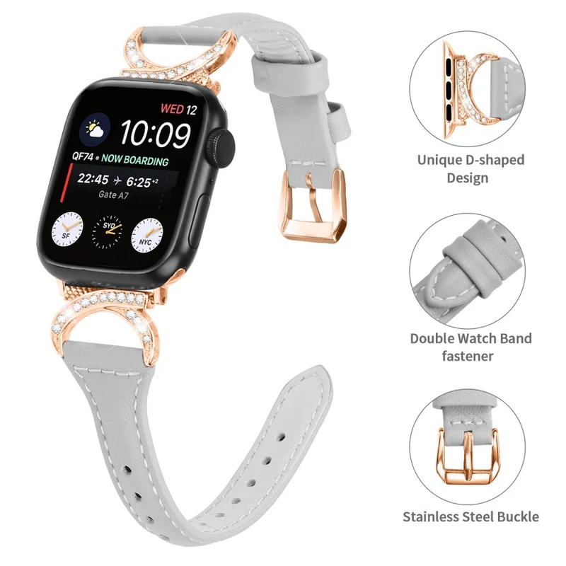 Apple Smartwatch Echtes Leder Und Strass Universell Armband