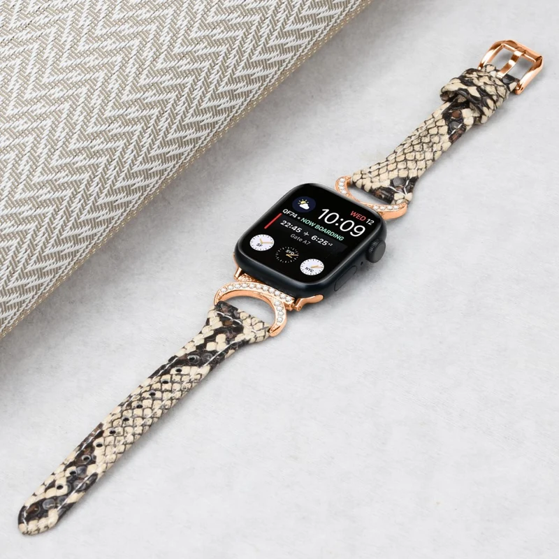 Apple Smartwatch Echtes Leder Und Strass Universell Armband