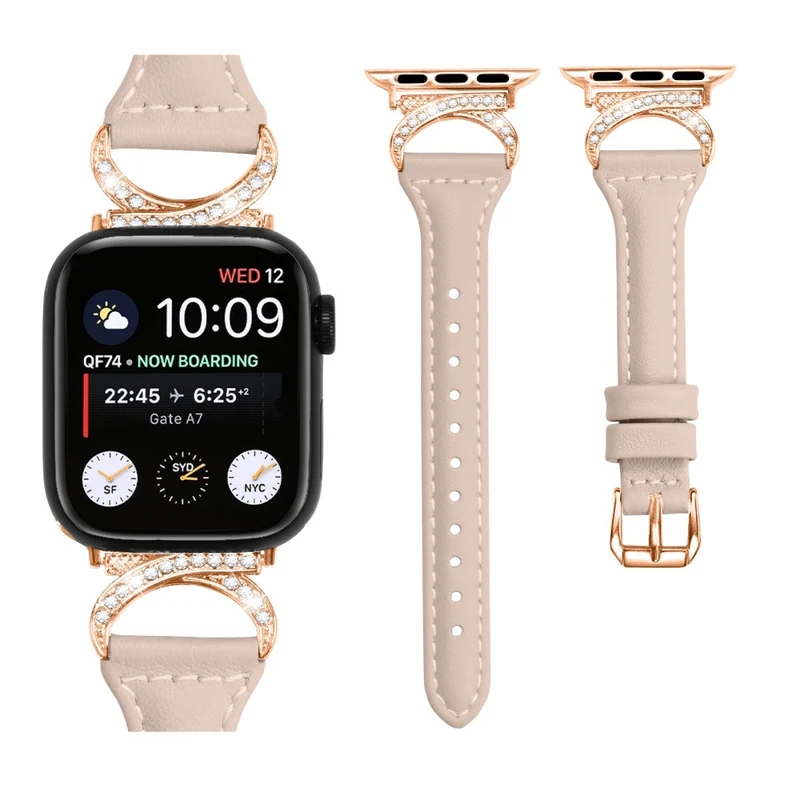 Apple Smartwatch Echtes Leder Und Strass Universell Armband