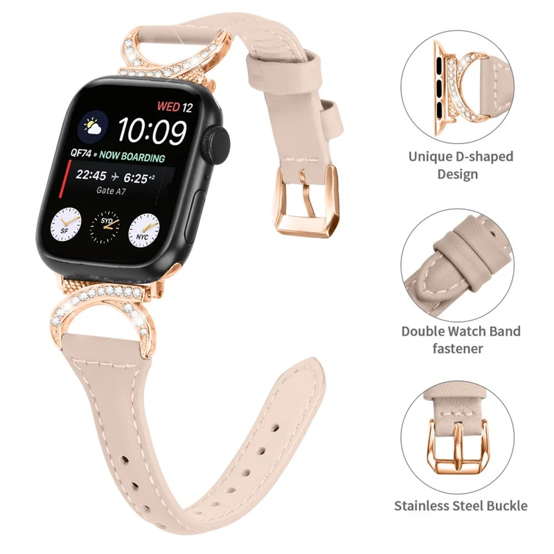 Apple Smartwatch Echtes Leder Und Strass Universell Armband