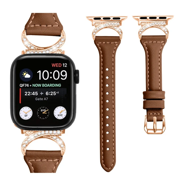 Apple Smartwatch Echtes Leder Und Strass Universell Armband