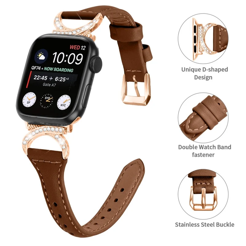 Apple Smartwatch Echtes Leder Und Strass Universell Armband