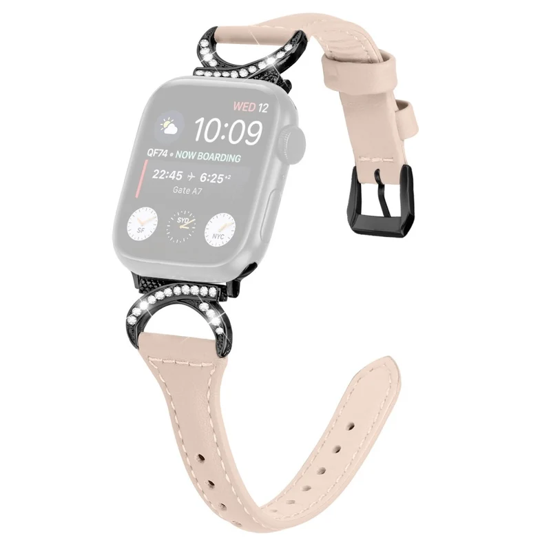Apple Smartwatch Echtes Leder Und Strass Universell Armband