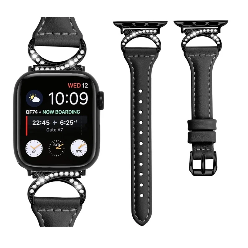 Apple Smartwatch Echtes Leder Und Strass Universell Armband