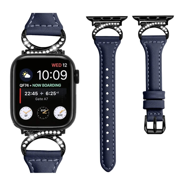 Apple Smartwatch Echtes Leder Und Strass Universell Armband