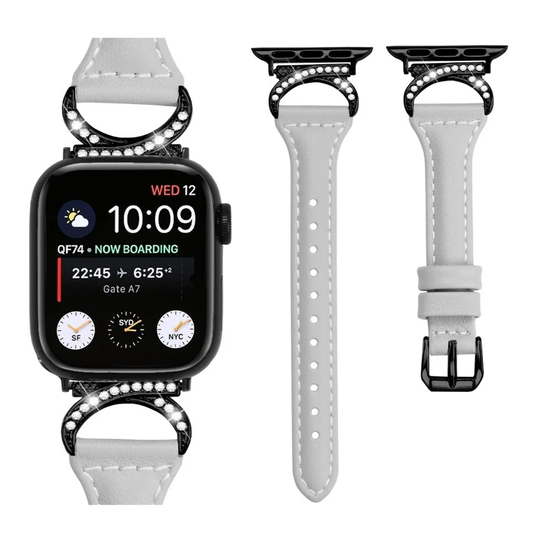 Apple Smartwatch Echtes Leder Und Strass Universell Armband
