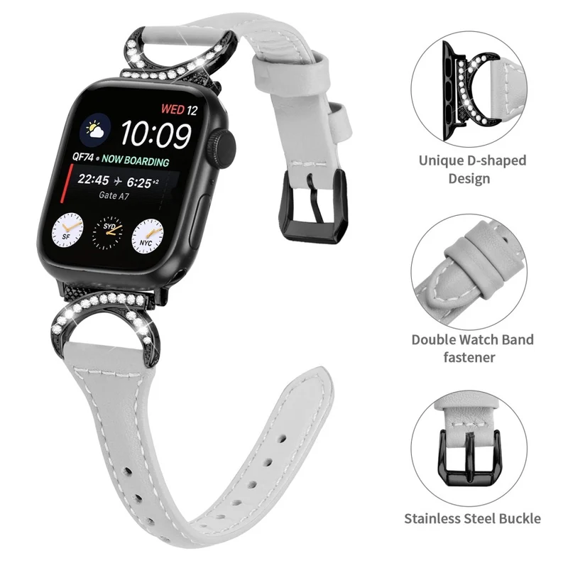 Apple Smartwatch Echtes Leder Und Strass Universell Armband