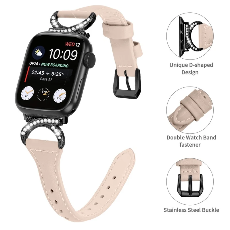 Apple Smartwatch Echtes Leder Und Strass Universell Armband