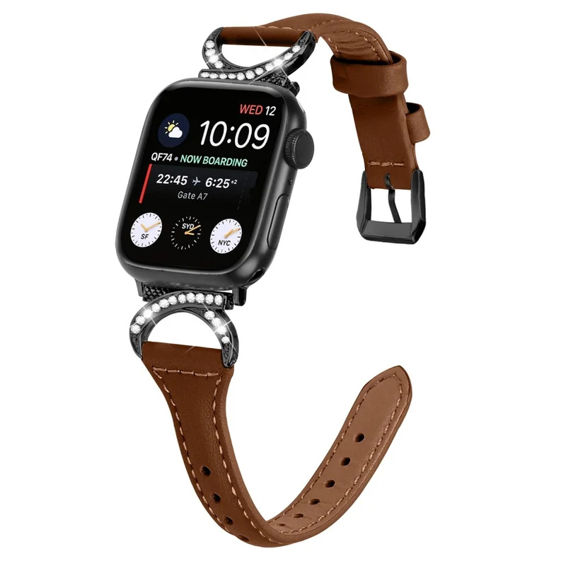 Apple Smartwatch Echtes Leder Und Strass Universell Armband