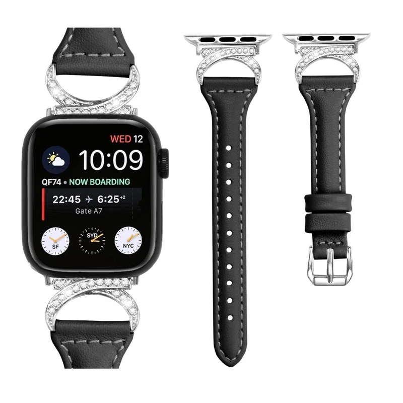 Apple Smartwatch Echtes Leder Und Strass Universell Armband