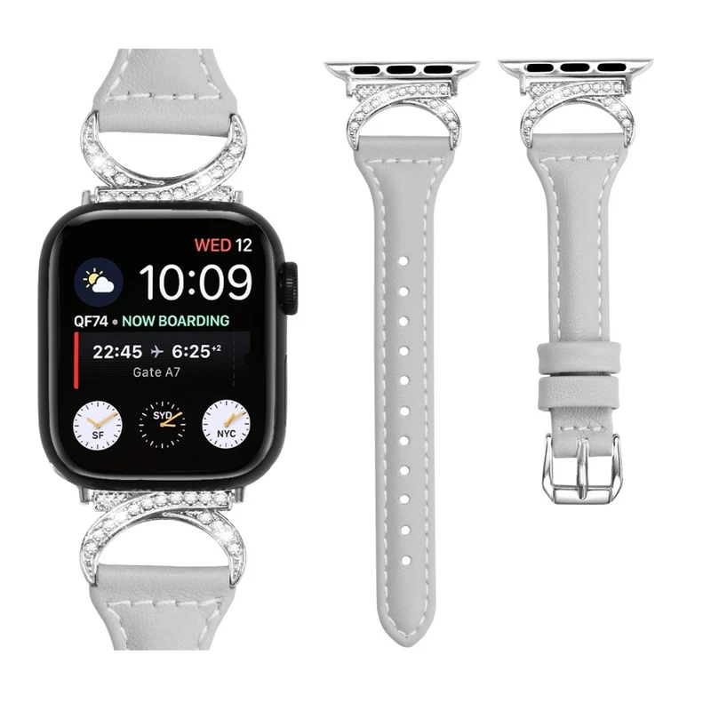 Apple Smartwatch Echtes Leder Und Strass Universell Armband