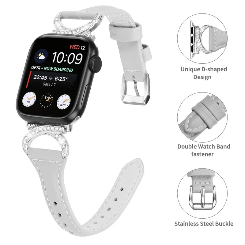 Apple Smartwatch Echtes Leder Und Strass Universell Armband