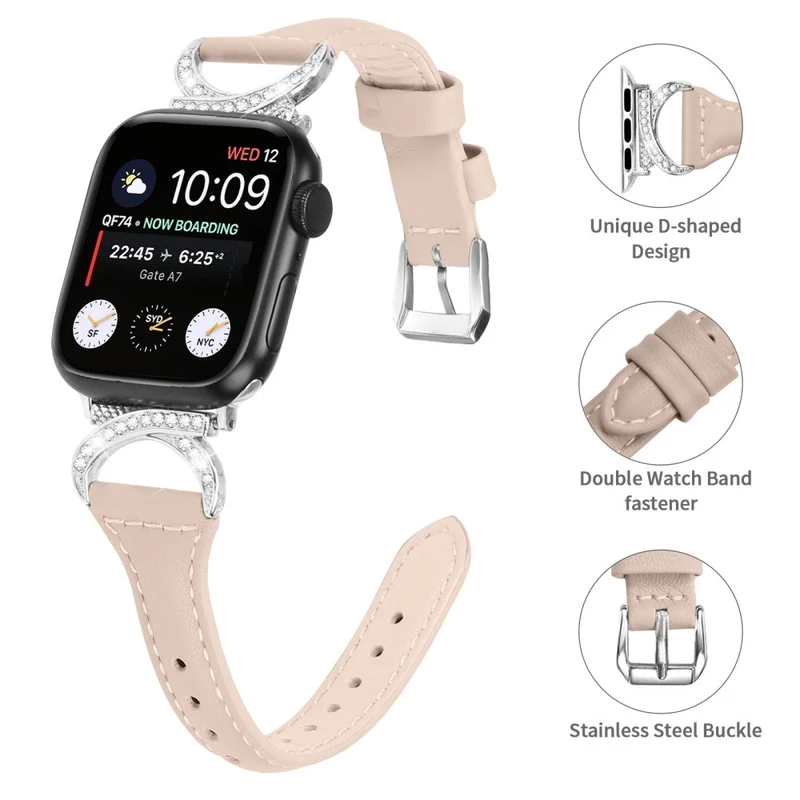 Apple Smartwatch Echtes Leder Und Strass Universell Armband