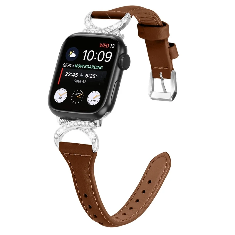 Apple Smartwatch Echtes Leder Und Strass Universell Armband