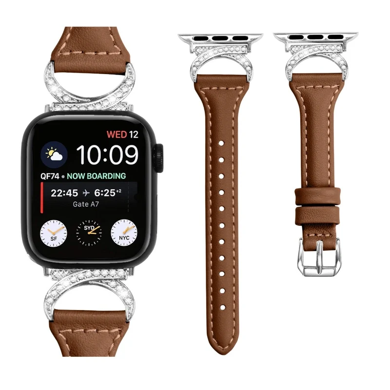 Apple Smartwatch Echtes Leder Und Strass Universell Armband