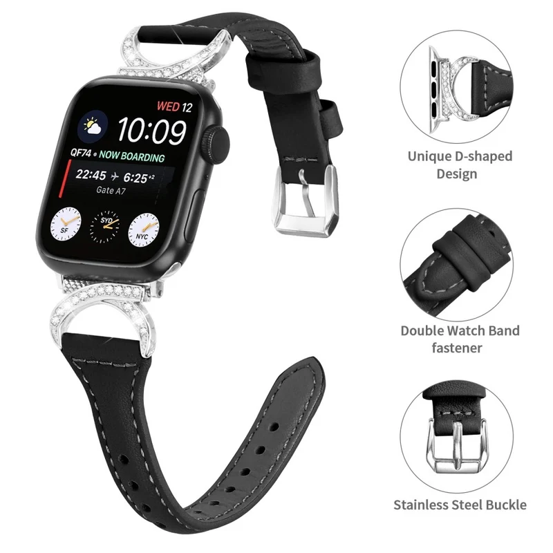 Apple Smartwatch Echtes Leder Und Strass Universell Armband