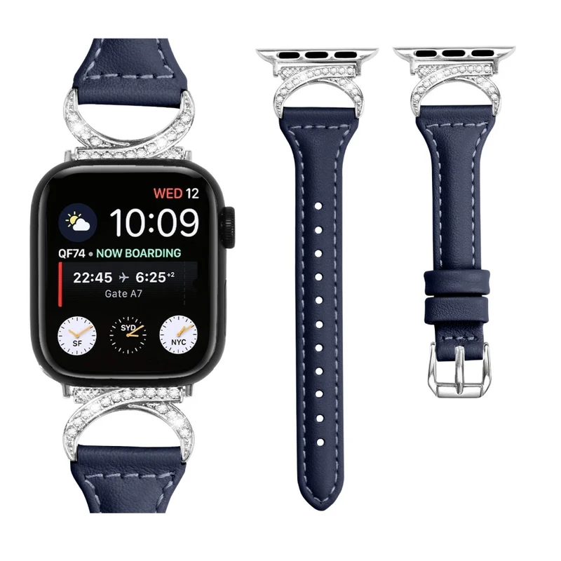 Apple Smartwatch Echtes Leder Und Strass Universell Armband