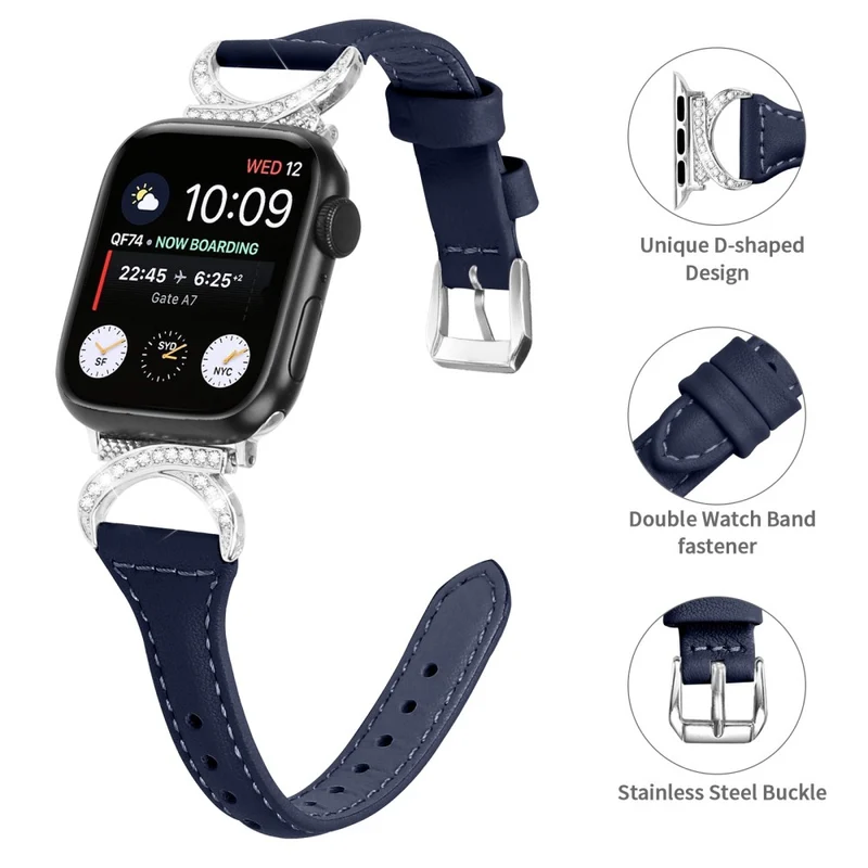 Apple Smartwatch Echtes Leder Und Strass Universell Armband