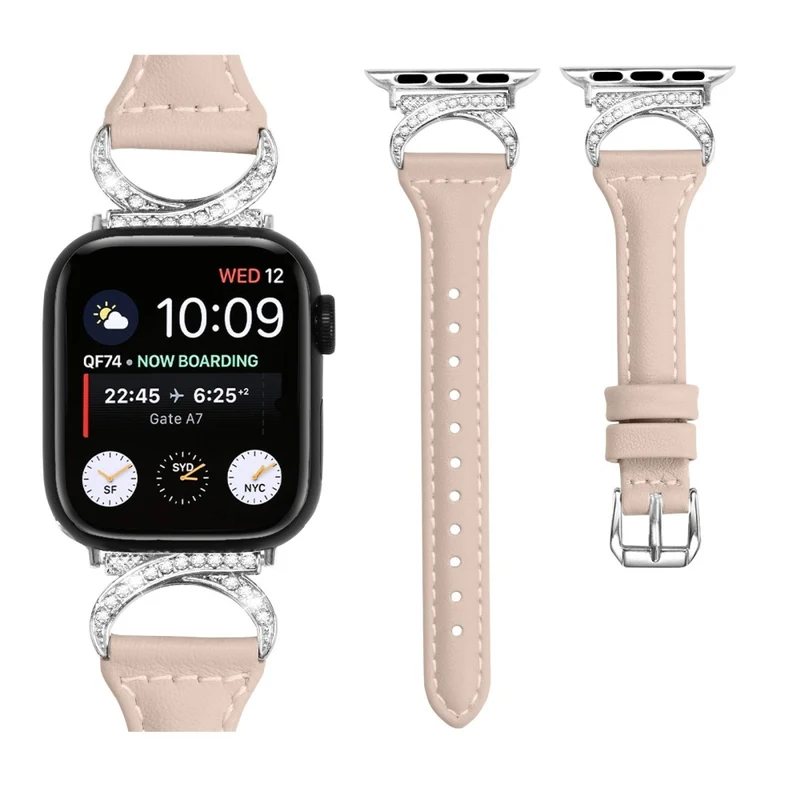 Apple Smartwatch Echtes Leder Und Strass Universell Armband