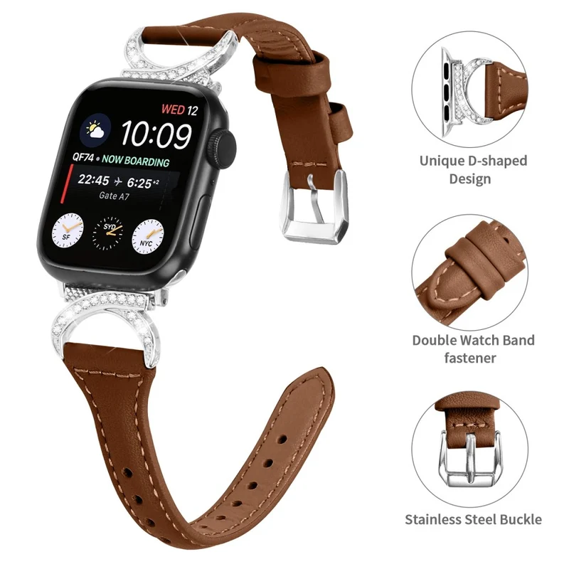 Apple Smartwatch Echtes Leder Und Strass Universell Armband