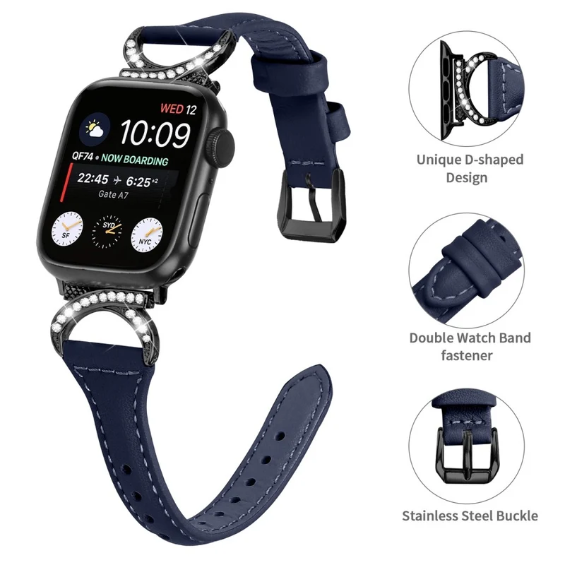 Apple Smartwatch Echtes Leder Und Strass Universell Armband