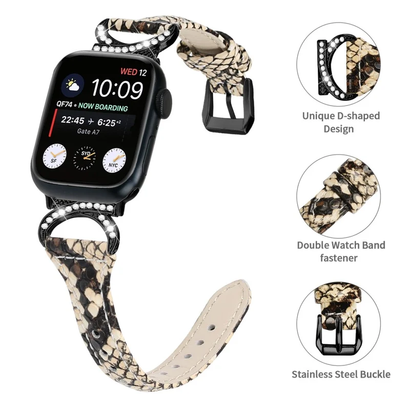 Apple Smartwatch Echtes Leder Und Strass Universell Armband