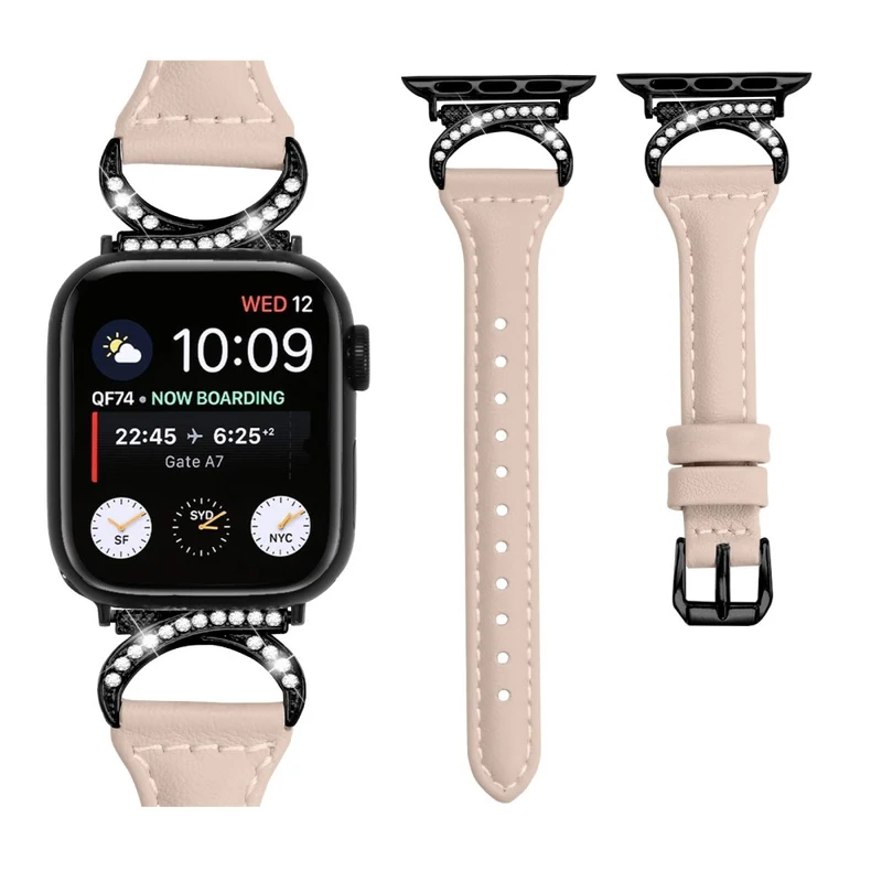 Apple Smartwatch Echtes Leder Und Strass Universell Armband