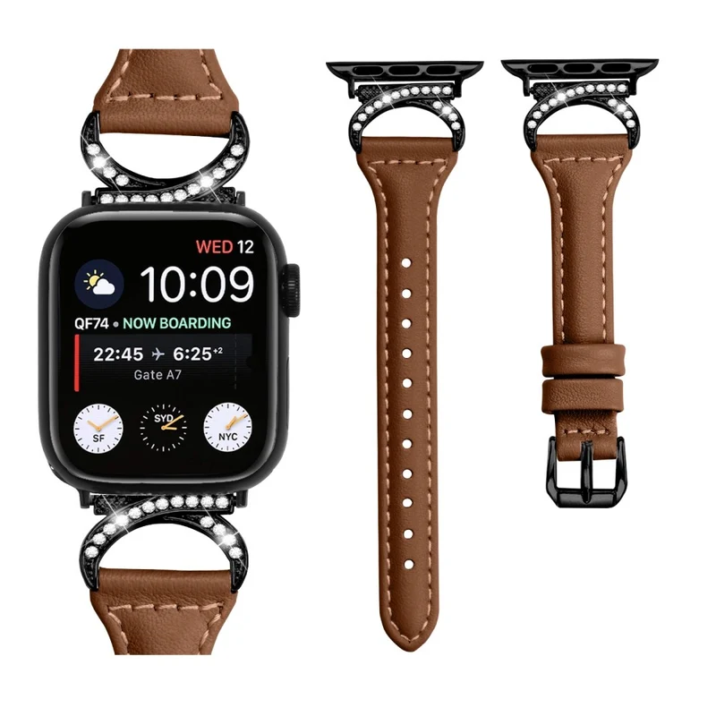 Apple Smartwatch Echtes Leder Und Strass Universell Armband