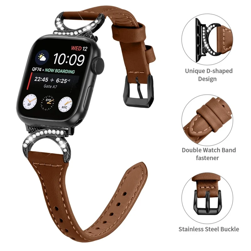 Apple Smartwatch Echtes Leder Und Strass Universell Armband